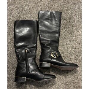 Tory Burch Sofia black belted leather Reva Tall Riding boots women's size 8